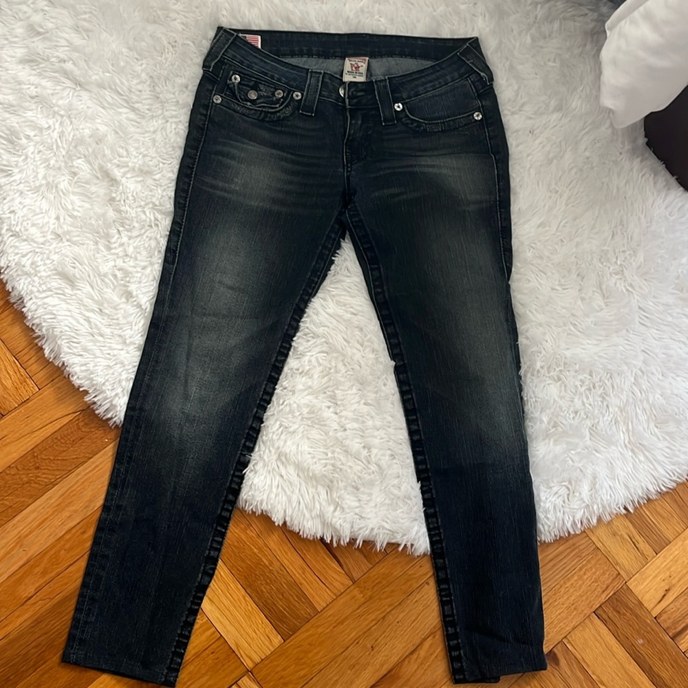 True Religion cropped Low Rise Skinny Jeans Size 28